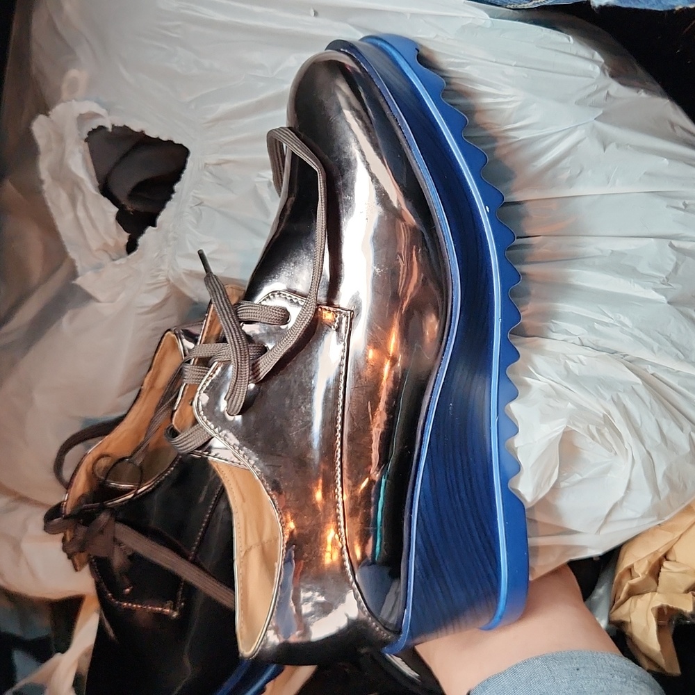 Metallic / Blue Platform Shoes NWOT